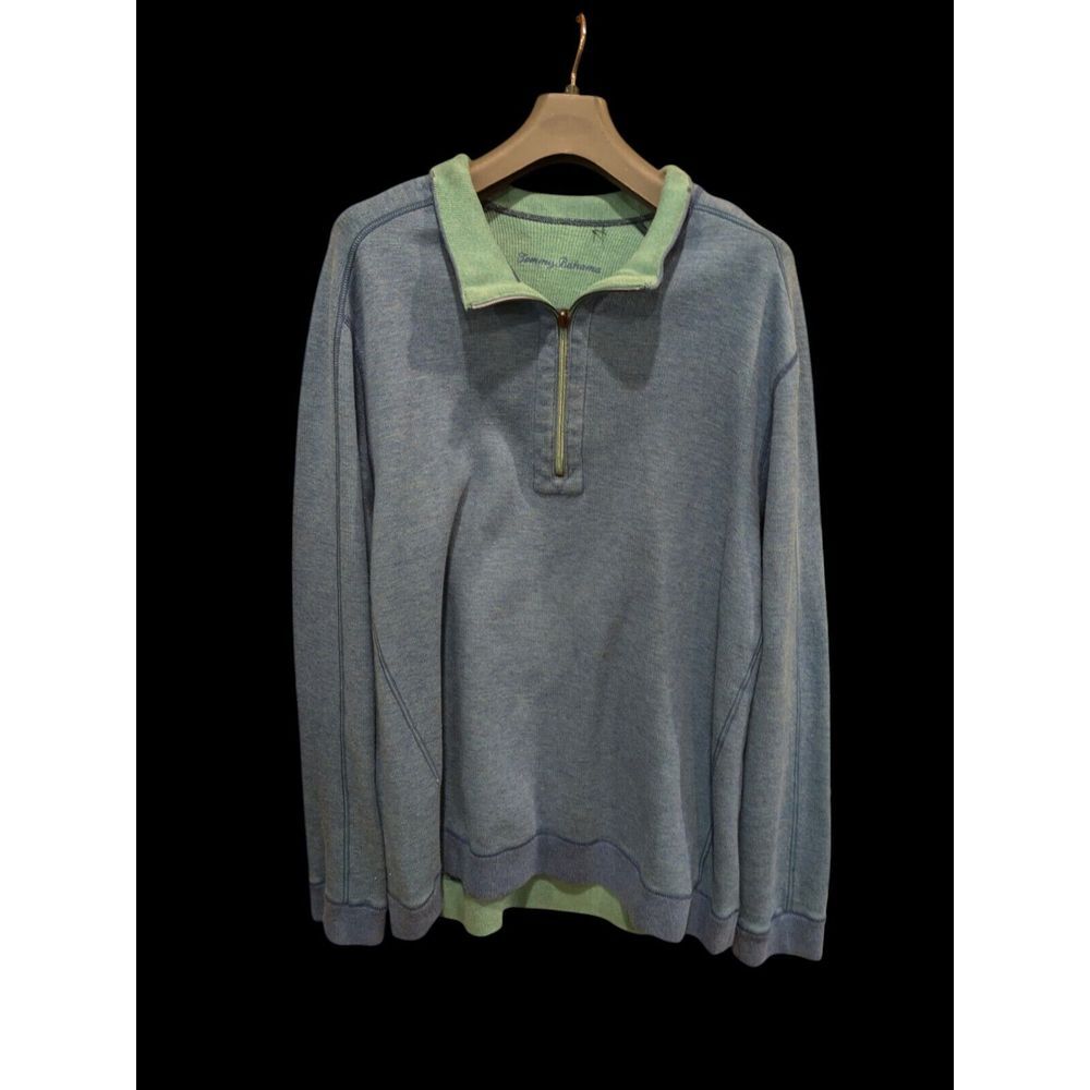 Mens Tommy Bahama‎ Sweater 1/4 Zip Pullover Contrast Stitching